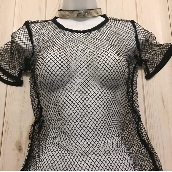 NEW! Victoria’s Secret Black Fishnet T-Shirt-XS/S - Picture 5 of 7